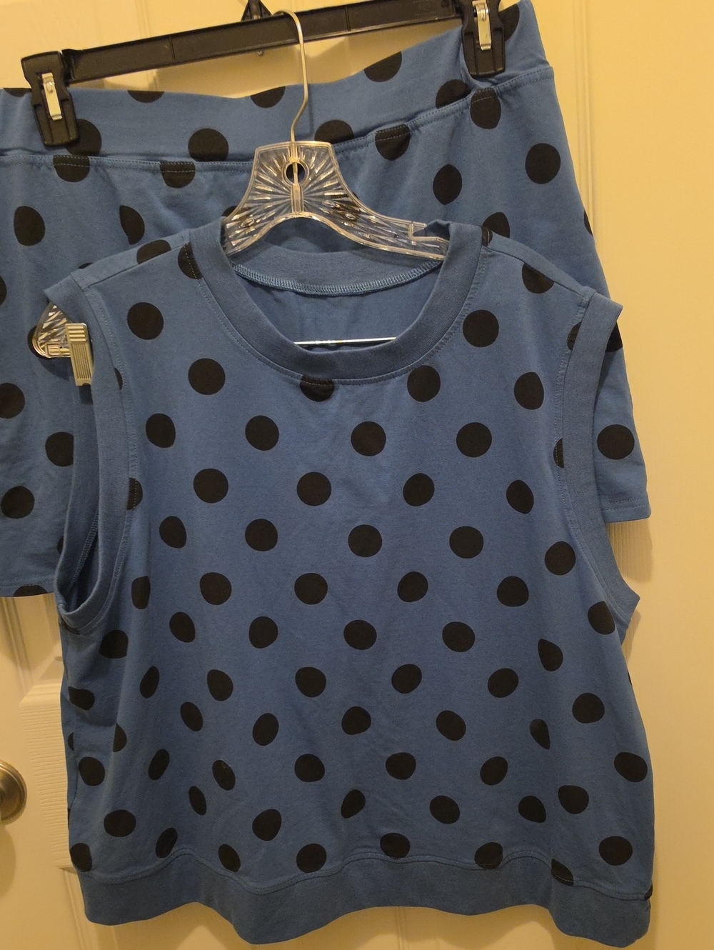 Kids Blue Polka Dot Sleeveless Top - Black Dot Print